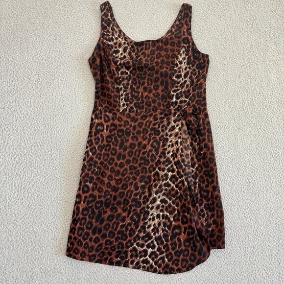 Jack Mulqueen Dress Leopard Animal Print Sleeveless Button Back Tie - Picture 1 of 9
